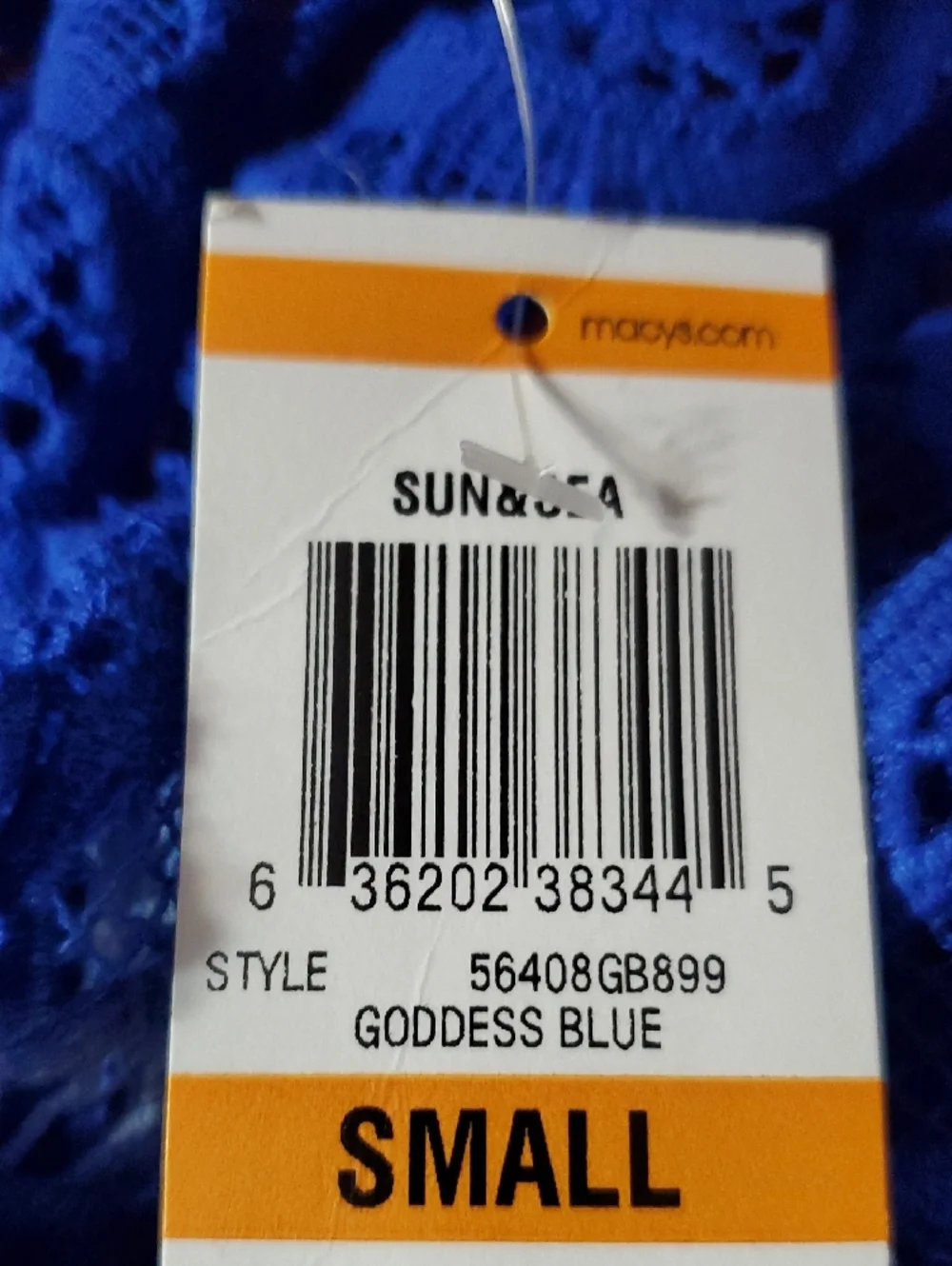 INC International Concepts Cobalt Blue Crochet Lace Tunic with White Accents
